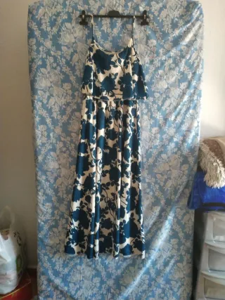 Vestido largo verano volante pecho