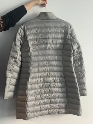 Piumino lungo donna argento