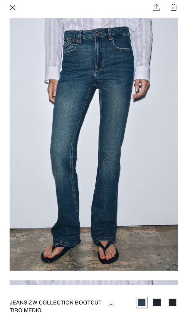 Jeans Zara Bootcut Tiro Medio Azul