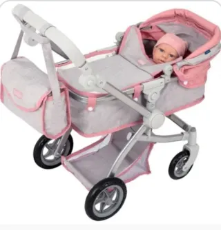 Cochecito de juguete rosa