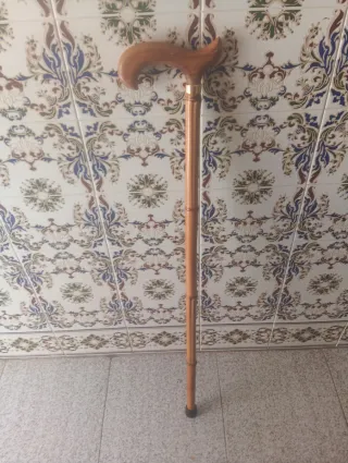 Bastón de caña con empuñadura curva