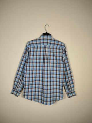 Lacoste Camisa Cuadros Hombre Lujo Azul Beige Vint