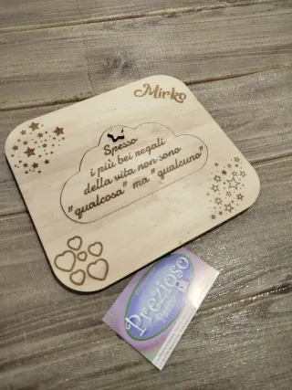 Targa in legno incisa Mirko