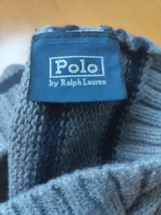 Gorros Ralph Lauren niño gris con rayas azules