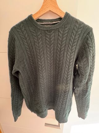 Jersey Massimo Dutti Lana Cashmere Espigas Verde