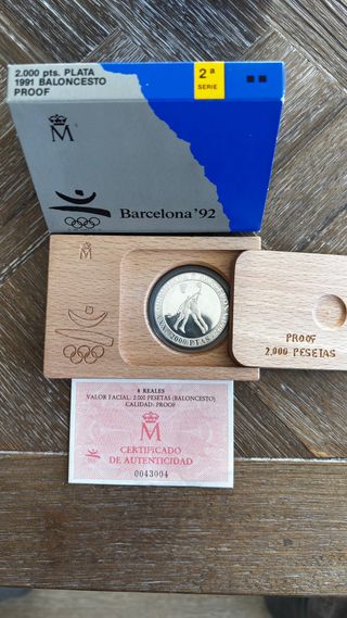 Moneda Plata Barcelona '92 Proof 2000 Pts