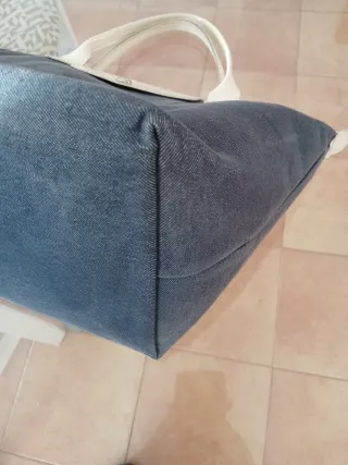 Bolso Longchamp pequeño azul y blanco