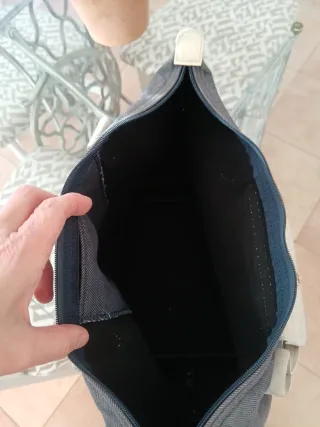 Bolso Longchamp pequeño azul y blanco