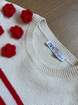 Jersey Zara rayas rojas y flores