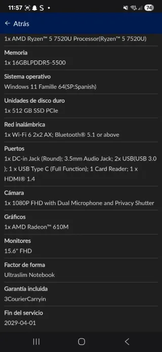 Lenovo IdeaPad Slim 3 15AMN8 (82XQ)