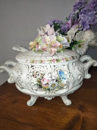 Zuppiera Bassano decorata rose