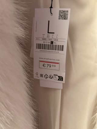 Abrigo largo pelo blanco Stradivarius Talla L