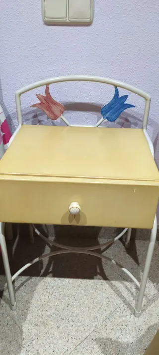 Mesita de noche forja con cajón