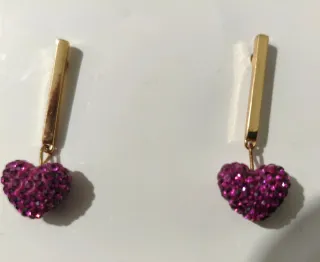 Pendientes Corazón Rosa Dorados Parfois