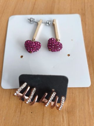Pendientes Corazón Rosa Dorados Parfois