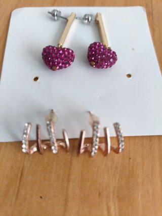 Pendientes Corazón Rosa Dorados Parfois