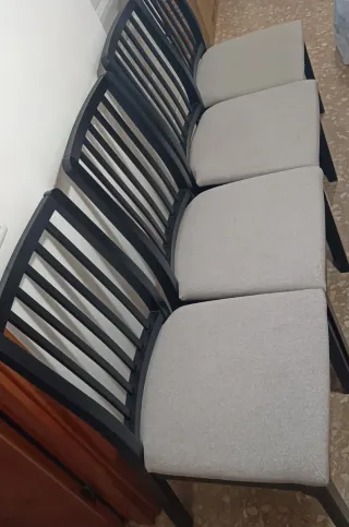 4 Sillas Ikea Madera Tapizado Tela