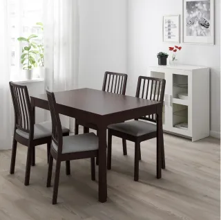 4 Sillas Ikea Madera Tapizado Tela