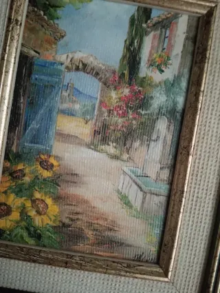 Pareja Cuadros Vintage Paisaje Rural