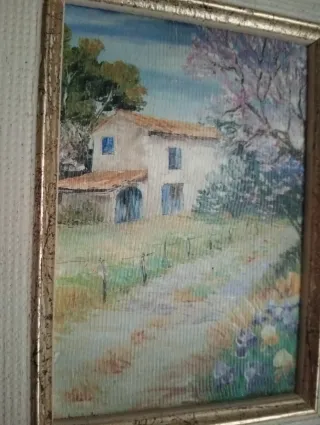 Pareja Cuadros Vintage Paisaje Rural