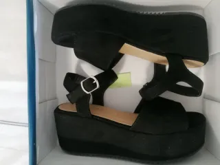 Sandalias plataforma ante negro talla 38