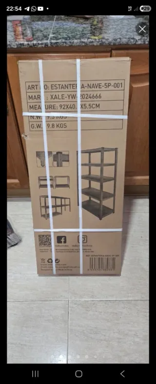 Estantería Metálica Madera 5 Baldas 180x90x40cm