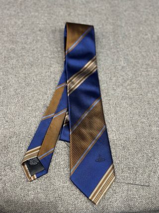 Cravatta Seta Blu Marrone Righe