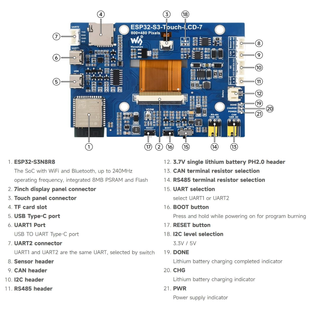 Pantalla Táctil 7 Waveshare ESP32-S3 LCD IoT
