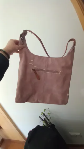 Bolso rosa y marrón