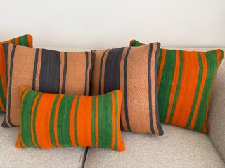 Conjunto 5 cojines lana artesanales hechos a mano