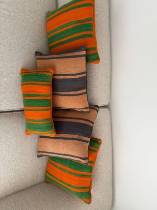 Conjunto 5 cojines lana artesanales hechos a mano