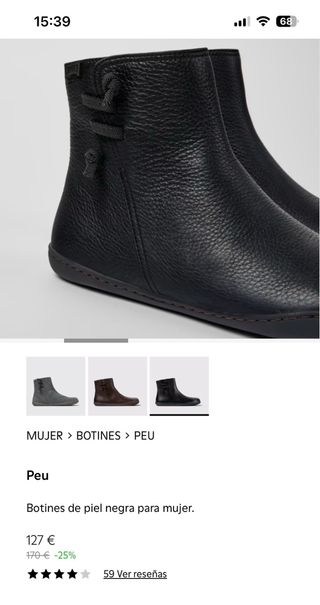 Botines Camper Peu de piel negros, Talla 42