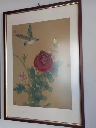 Set 3 Quadri Uccelli e Fiori