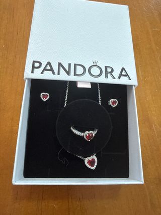 Conjunto Pandora Corazón Rojo