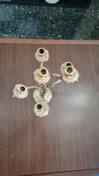 Candelabro Latón Vintage 6 Brazos