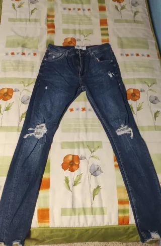 Pantalón Vaquero Azul Marino Desgastado