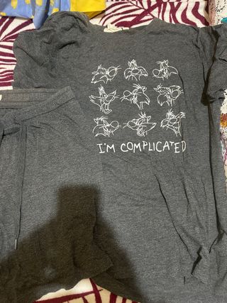 Pijama corto hombre gris