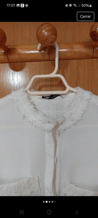 Camisa Zara blanca crema