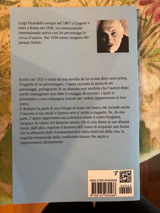 Libro Pirandello Sei personaggi in cerca d'autore
