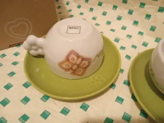 2 Tazzine caffè Thun con farfalla e fiore