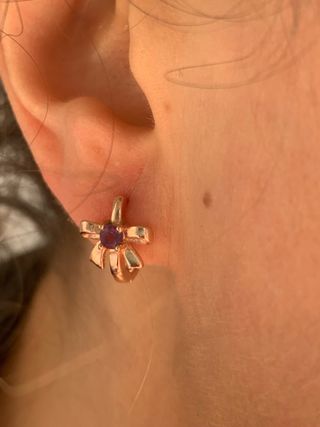 Pendientes Plata 925 Chapados Oro Amatista