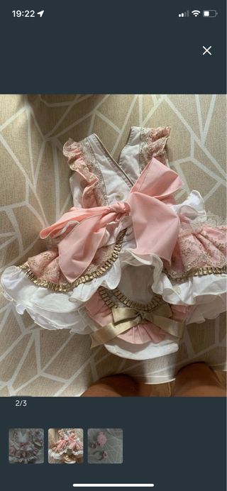 Vestido y gorrito flamenca niña 1-3 años