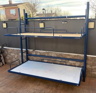 Litera doble abatible azul y blanca