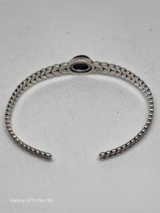 Pulsera Plata S925 Mujer Piedra Negra