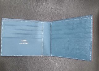 Portafoglio uomo Hermès pelle blu,9 scomparti