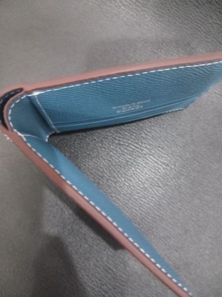 Portafoglio uomo Hermès pelle blu,9 scomparti