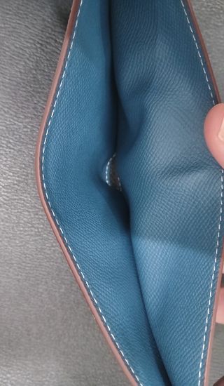 Portafoglio uomo Hermès pelle blu,9 scomparti