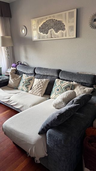 Sofá modular azul grisaceo