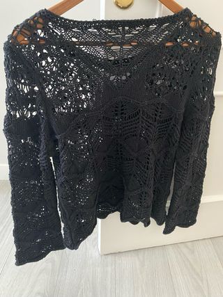 Jersey Zara calado negro talla M
