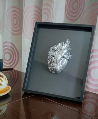Quadro Cuore Testa Argento Metallo